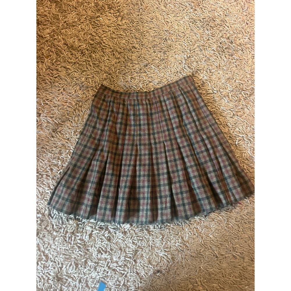 Vintage VALENTINO Wool Plaid Pleated Skirt Size 12 ACADEMIA OLD MONEY Medium M - Picture 5 of 7